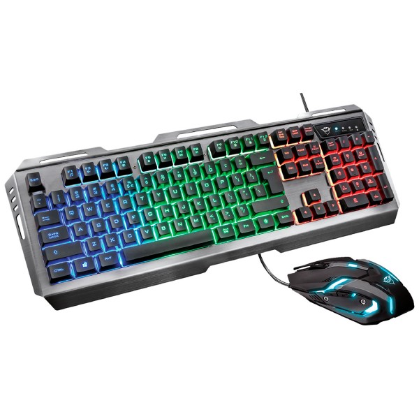 Trust gxt 845 tural gaming combo de ratón y teclado especial para juegos online con colores led