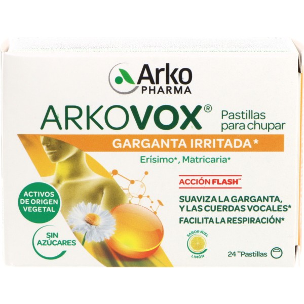 Arkovox 24 Pastillas Sin Azucar Sabor Miel Y Limon