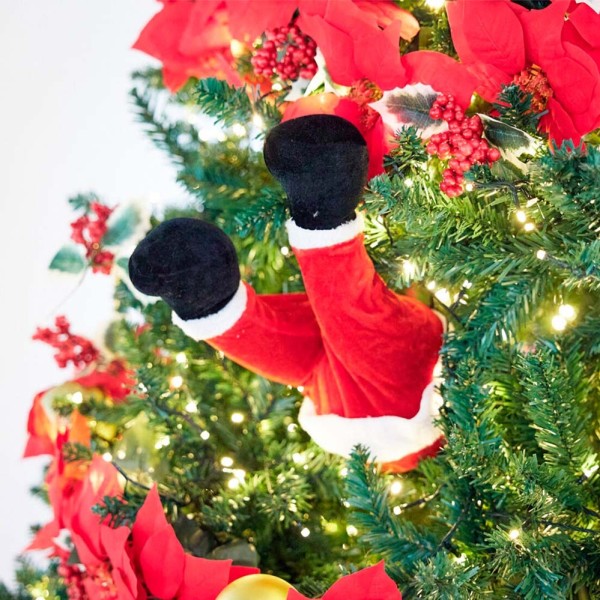 Piernas santa claus con movimiento para árbol navidad, a pilas, 35 cm