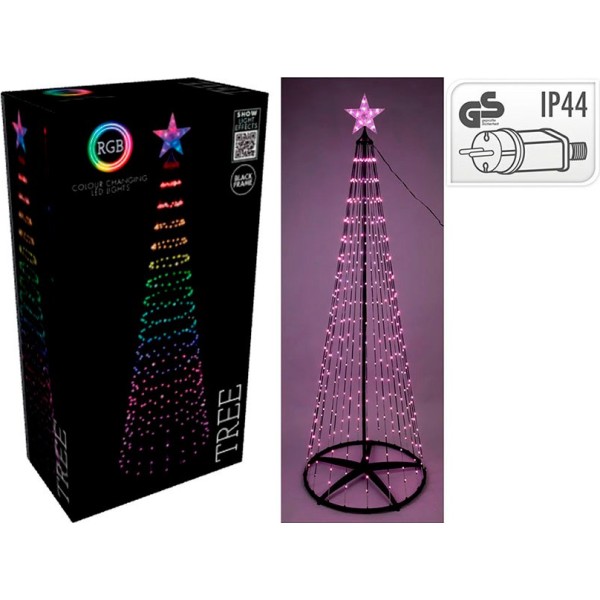 árbol de navidad con estrella, 370 led luz cálida, uso exterior, ø70 x 210 cm
