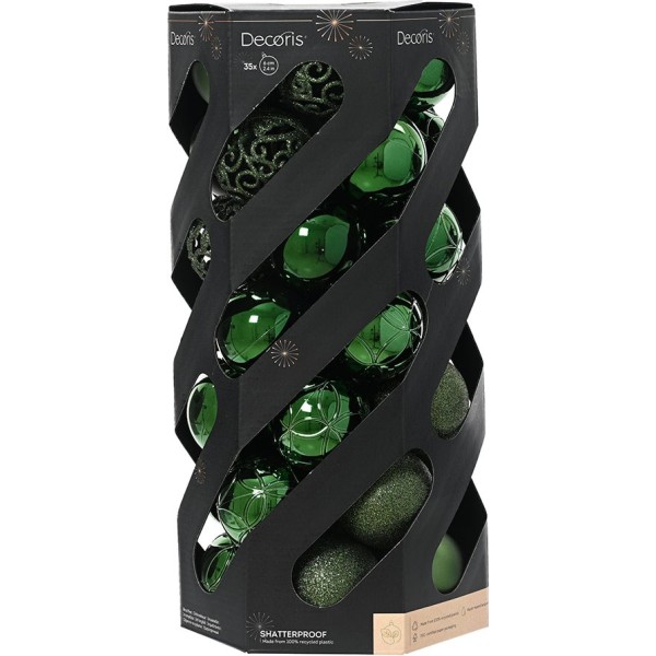 Bolas decoración árbol navidad ø6 cm, verde, caja 35 uds