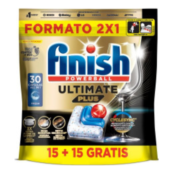 Finish lavavajillas Ultimate plus 15 + 15 GRATIS